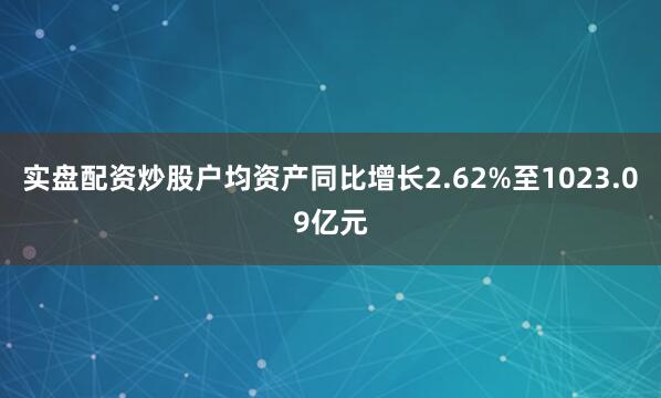 实盘配资炒股户均资产同比增长2.62%至1023.09亿元